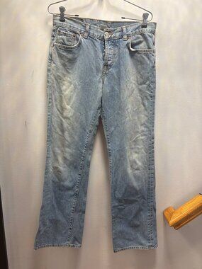 VtgLucky Brand Dungarees Light  Denim Jeans Straight Fit Mid Rise Distressed
